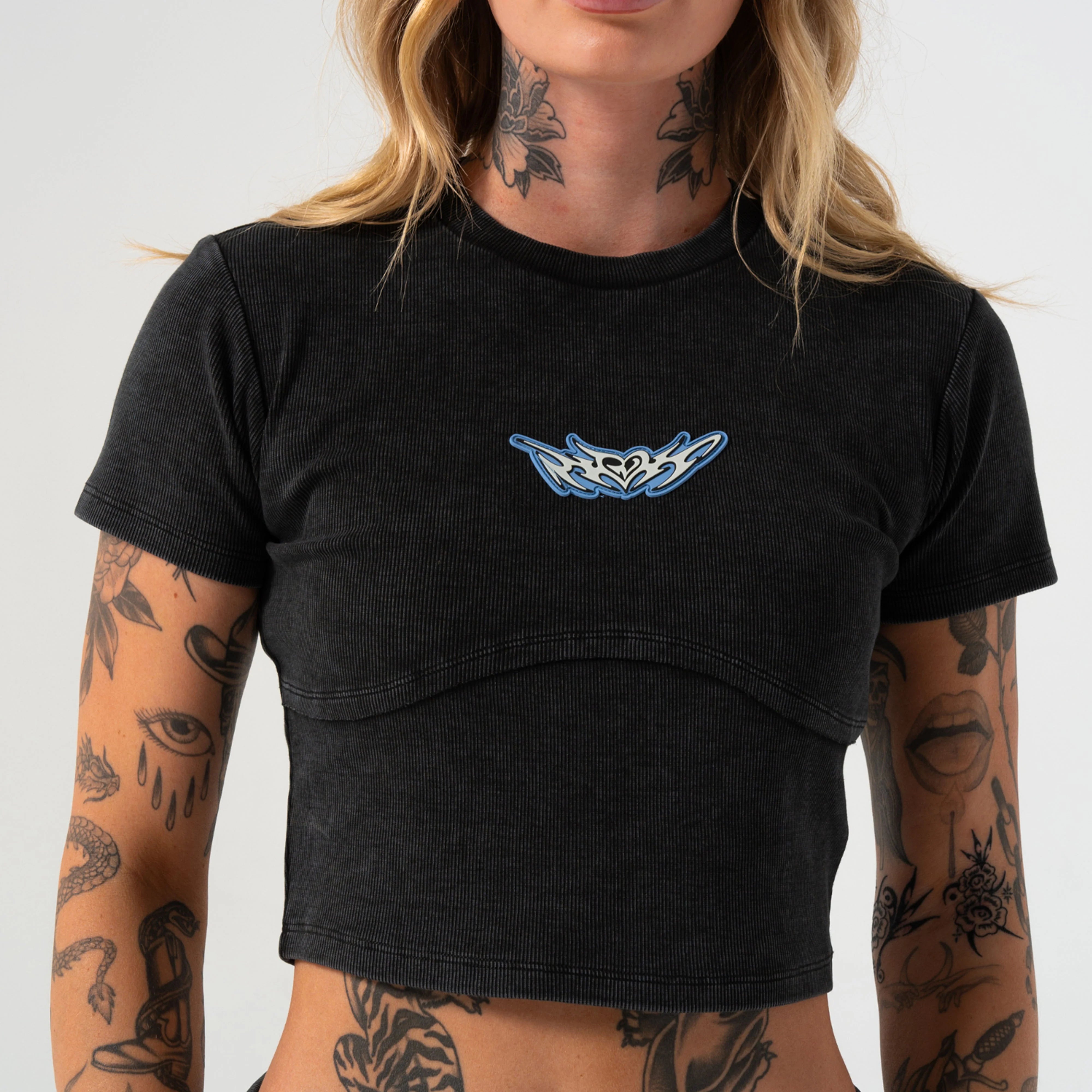 DND CROPPED BABY TEE ( BLACK VINTAGE )