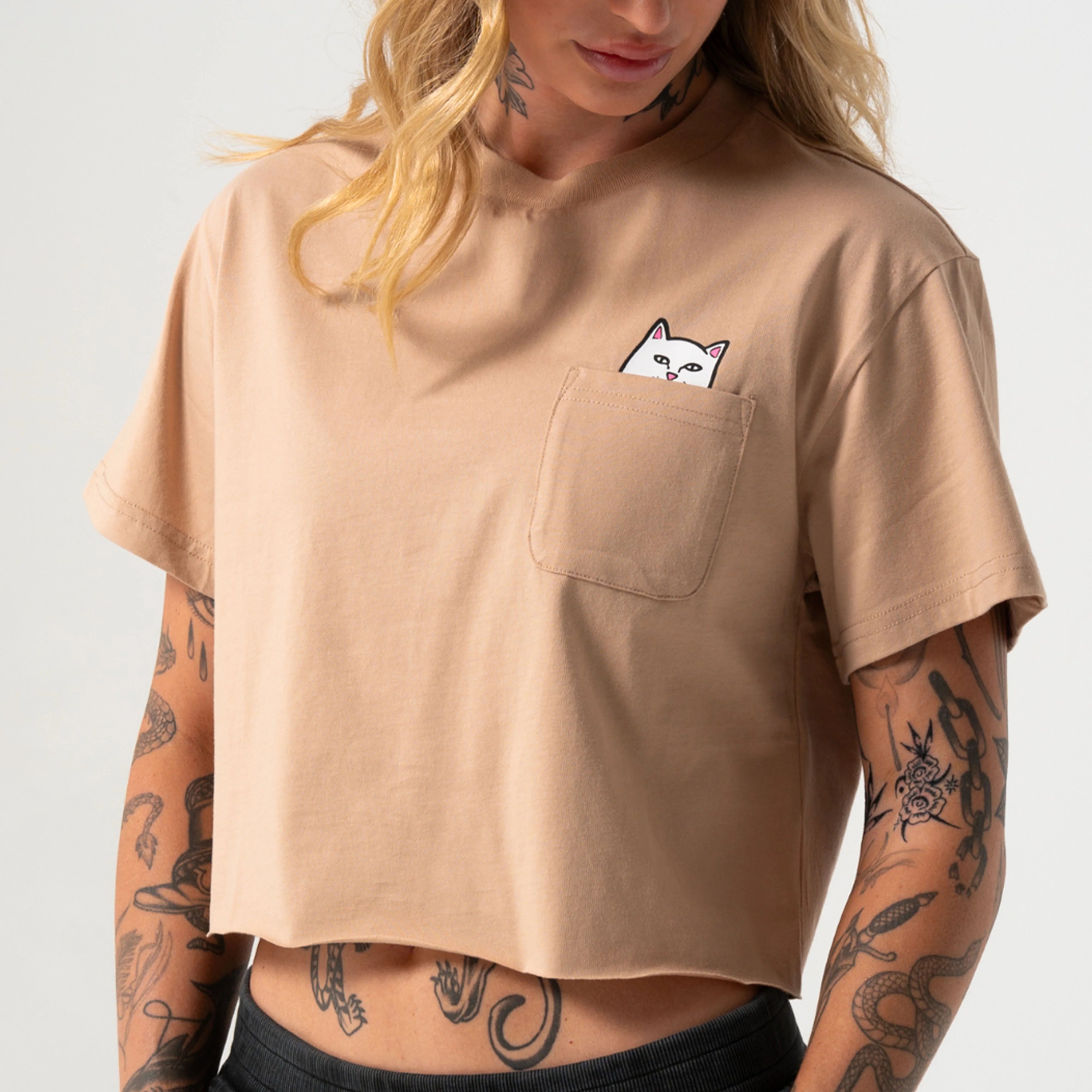 LORD NERMAL CROPPED BABY POCKET TEE ( ALMOND )