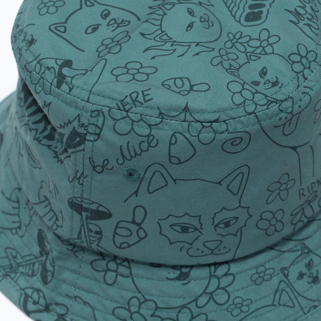 SCRIBBLE BUCKET HAT ( FOREST GREEN )
