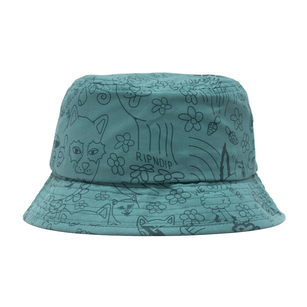 SCRIBBLE BUCKET HAT ( FOREST GREEN )