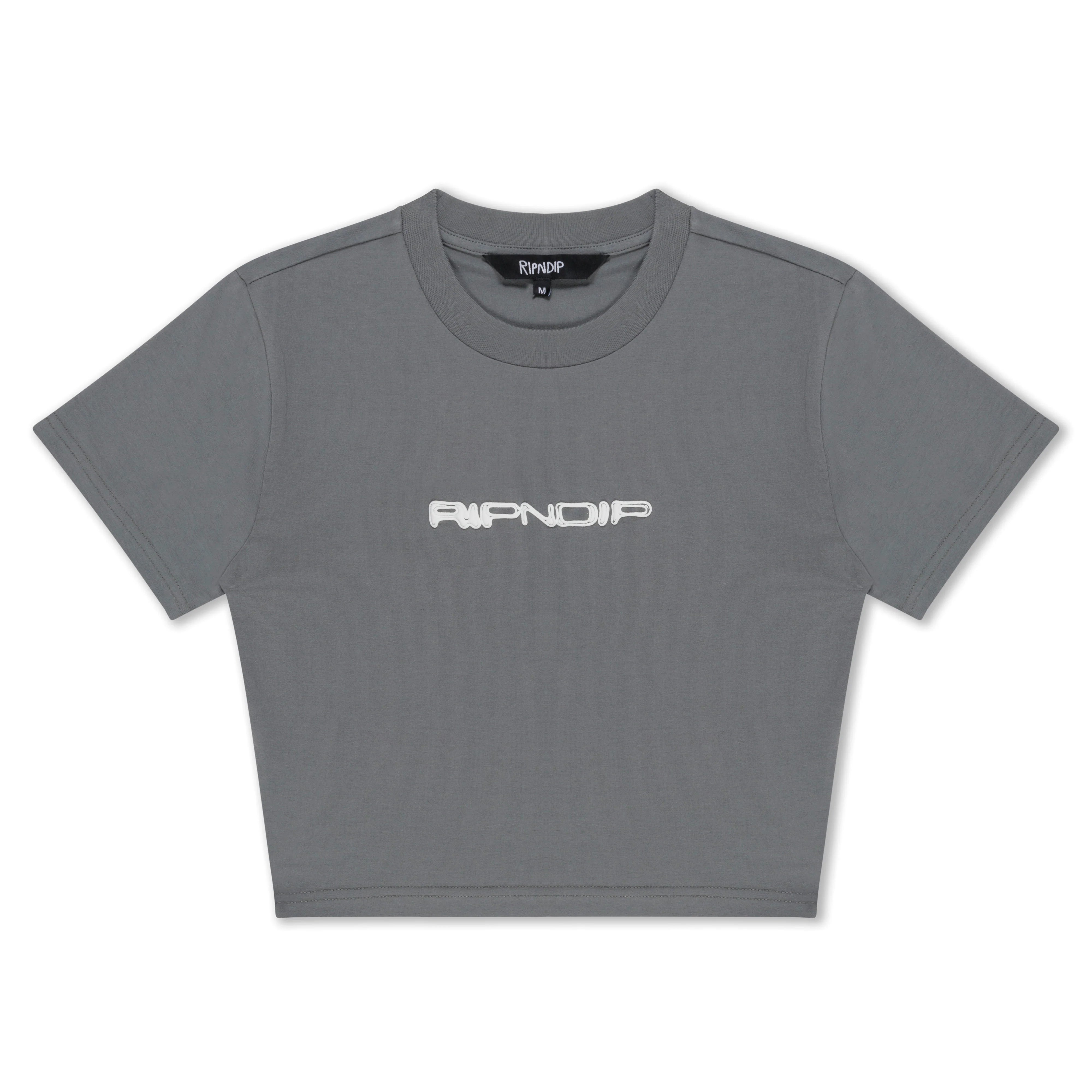 SATURN CROPPED BABY TEE ( CHARCOAL )