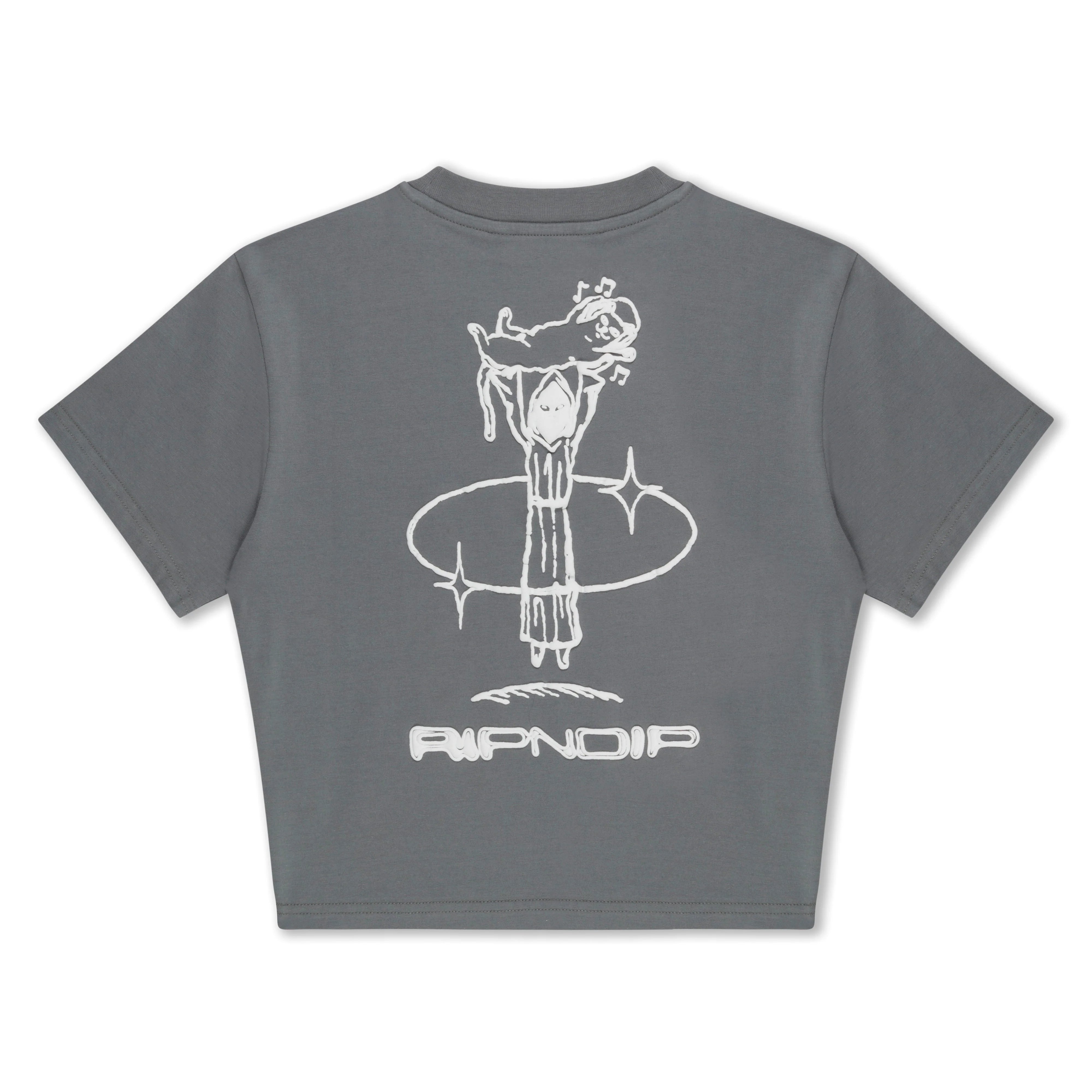 SATURN CROPPED BABY TEE ( CHARCOAL )