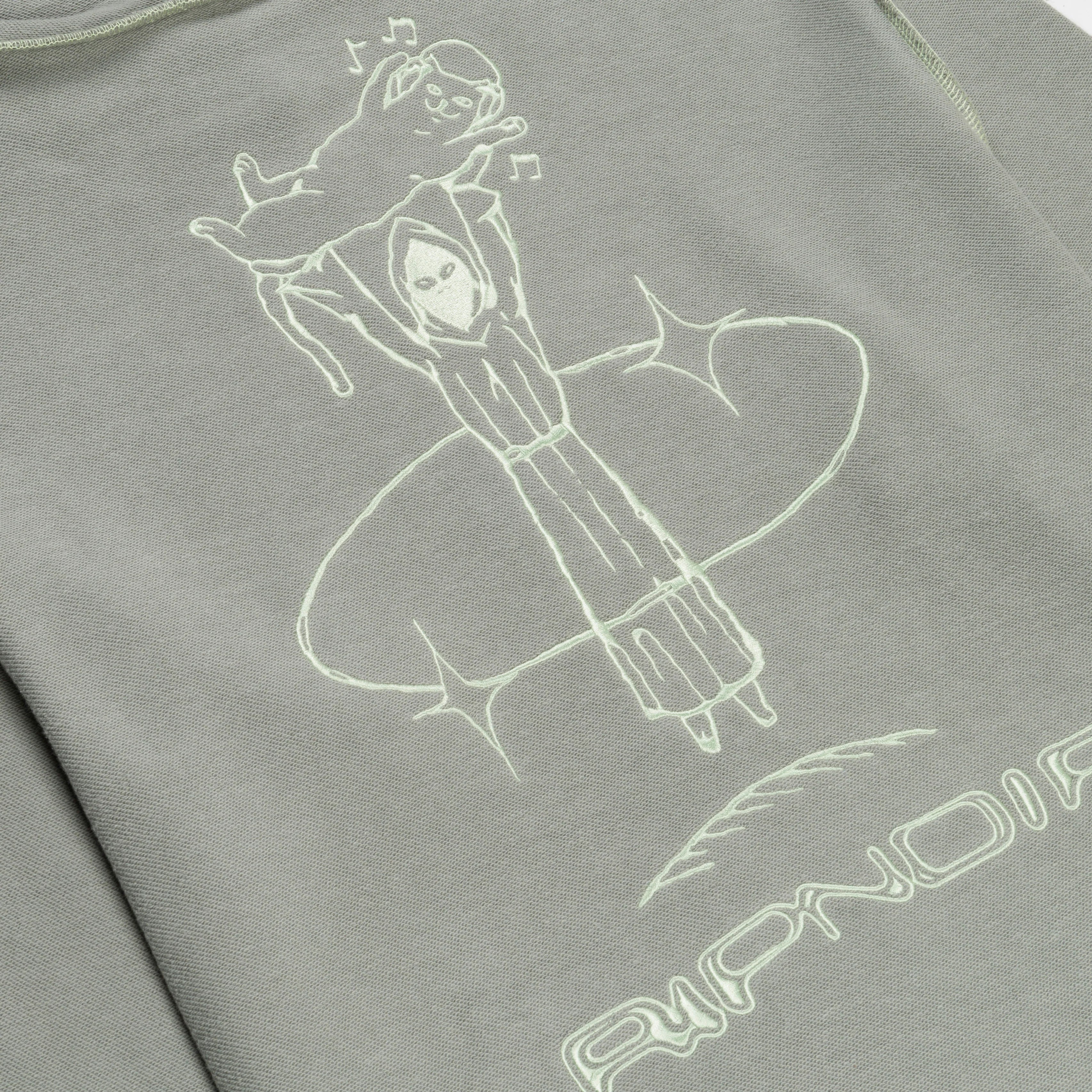 SATURN REVERSE STITCH FLEECE HOODIE ( STEEL GREY )