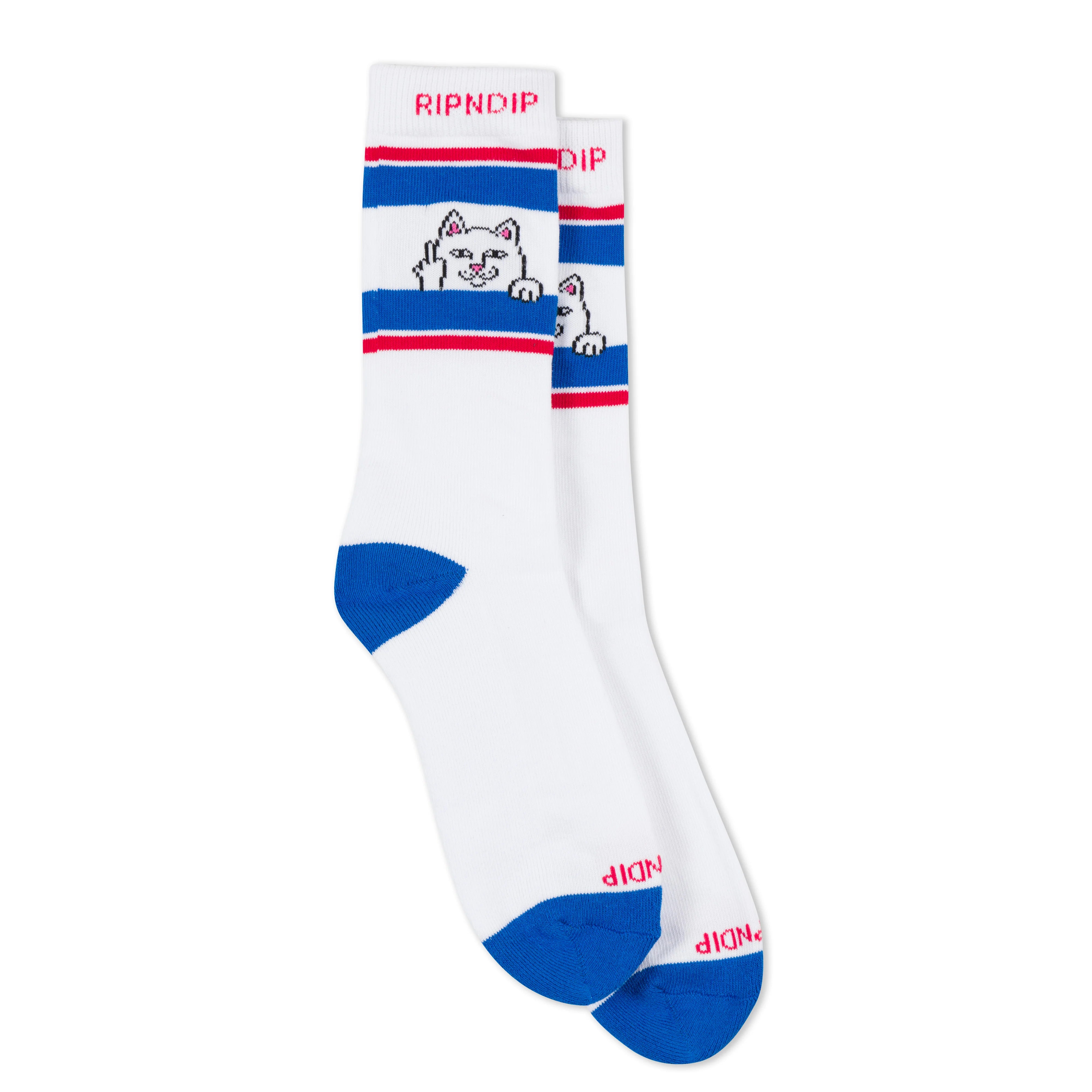 PEEKING NERMAL SOCKS ( WHITE / BLUE )