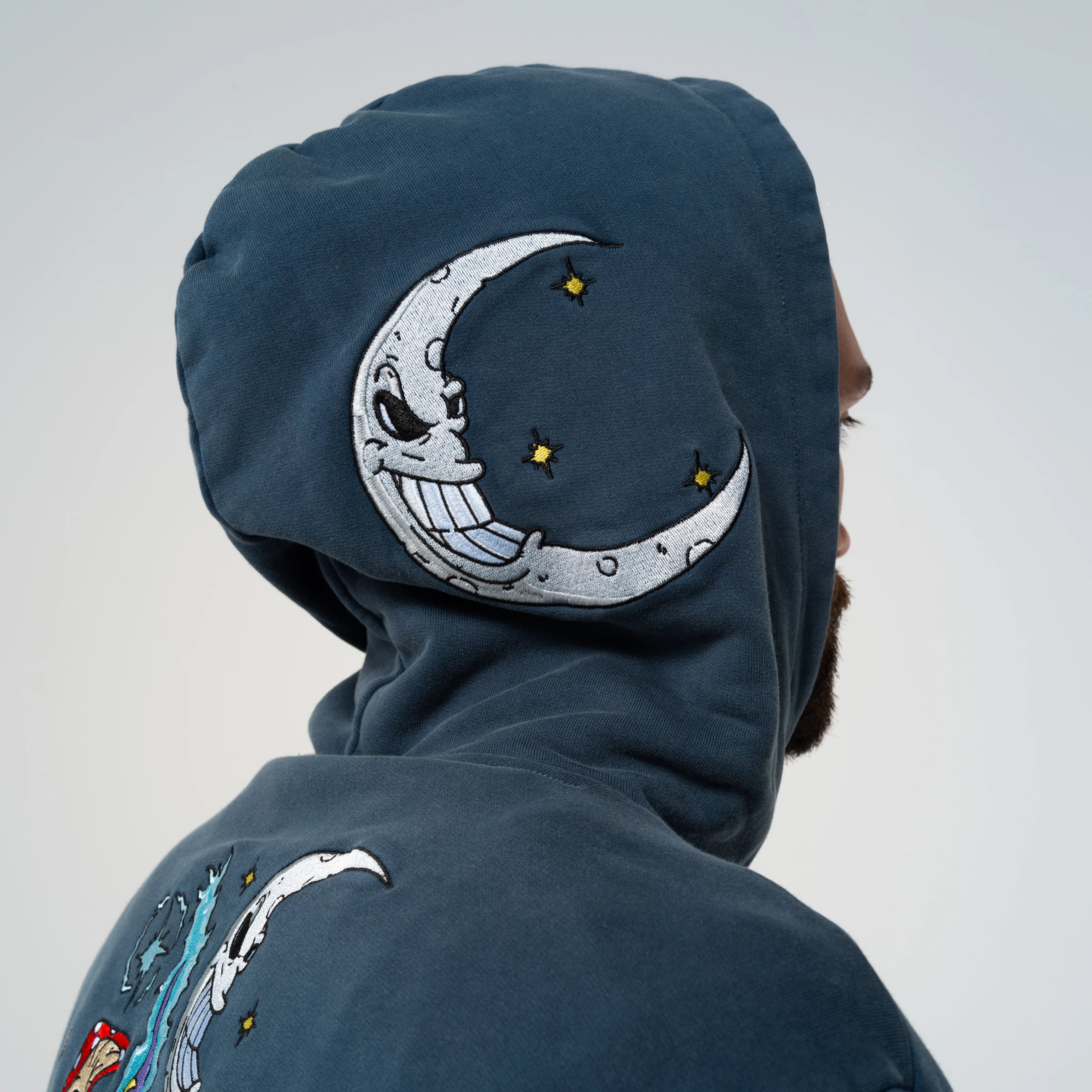 ORACLE DOUBLE HOOD HOODIE ( NAVY MINERAL WASH )