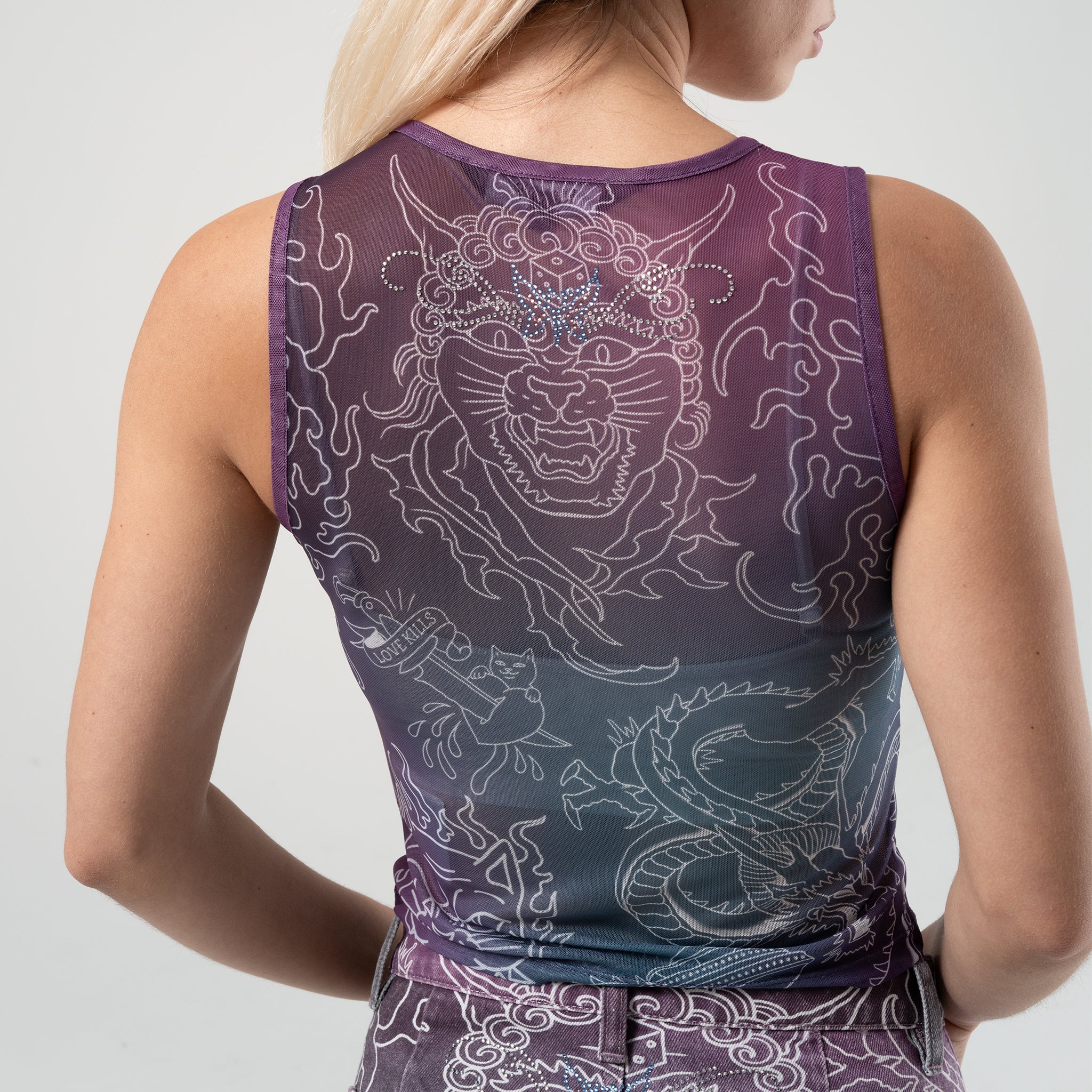 TRACE MESH CROPPED TANK ( MULTI )