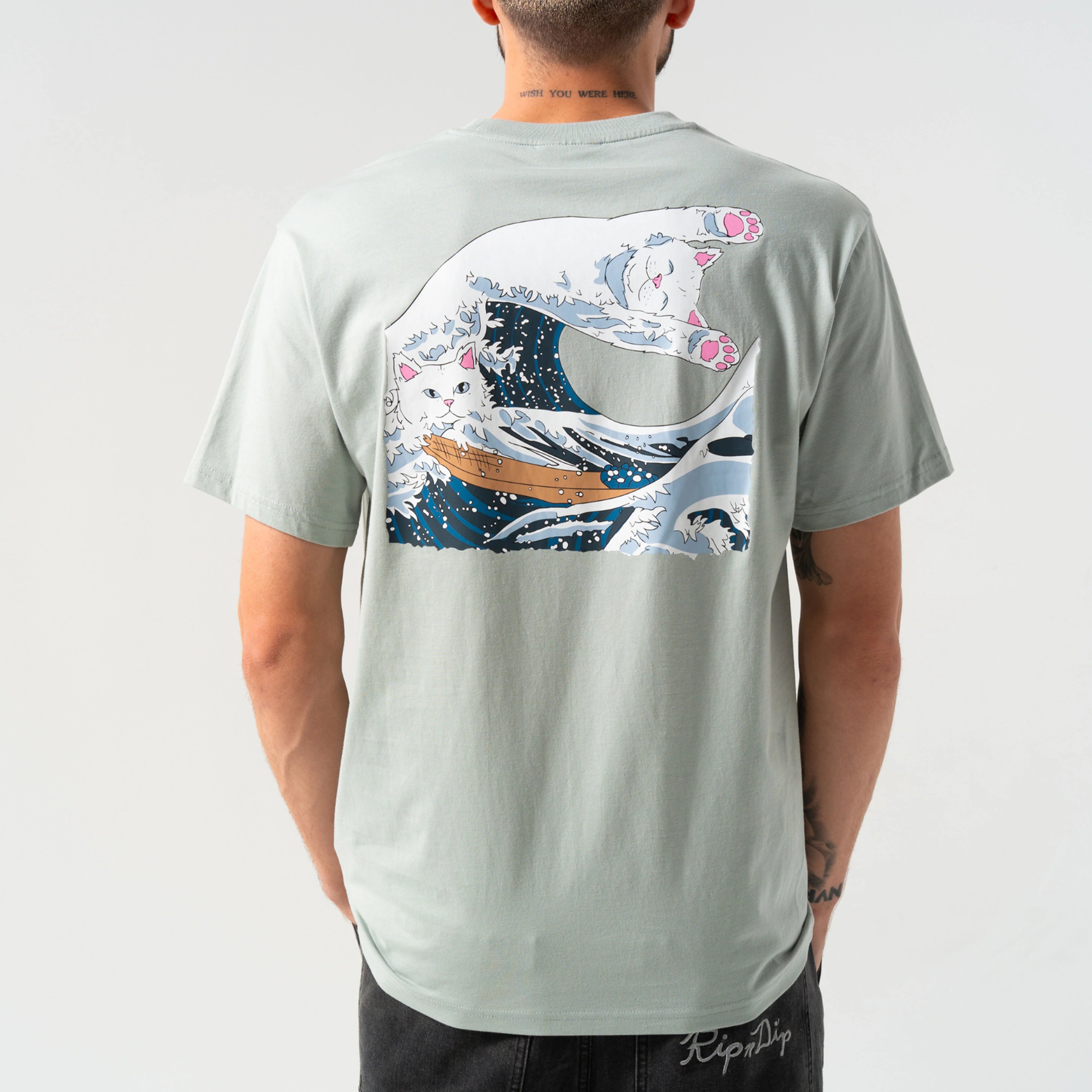 GREAT WAVE TEE ( SAGE GREY )